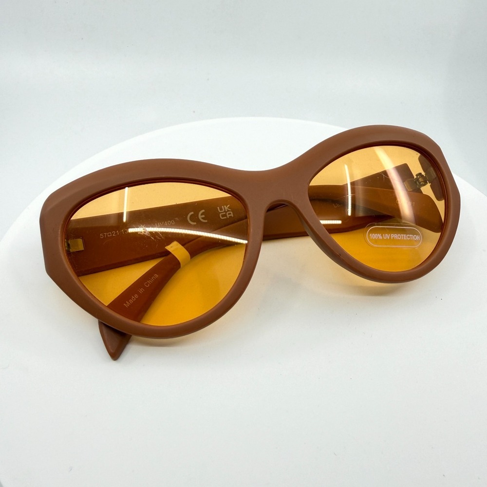 Le Specs LE23303-TAN Oversized Sunglasses Look Brown Orange Lens Vintage